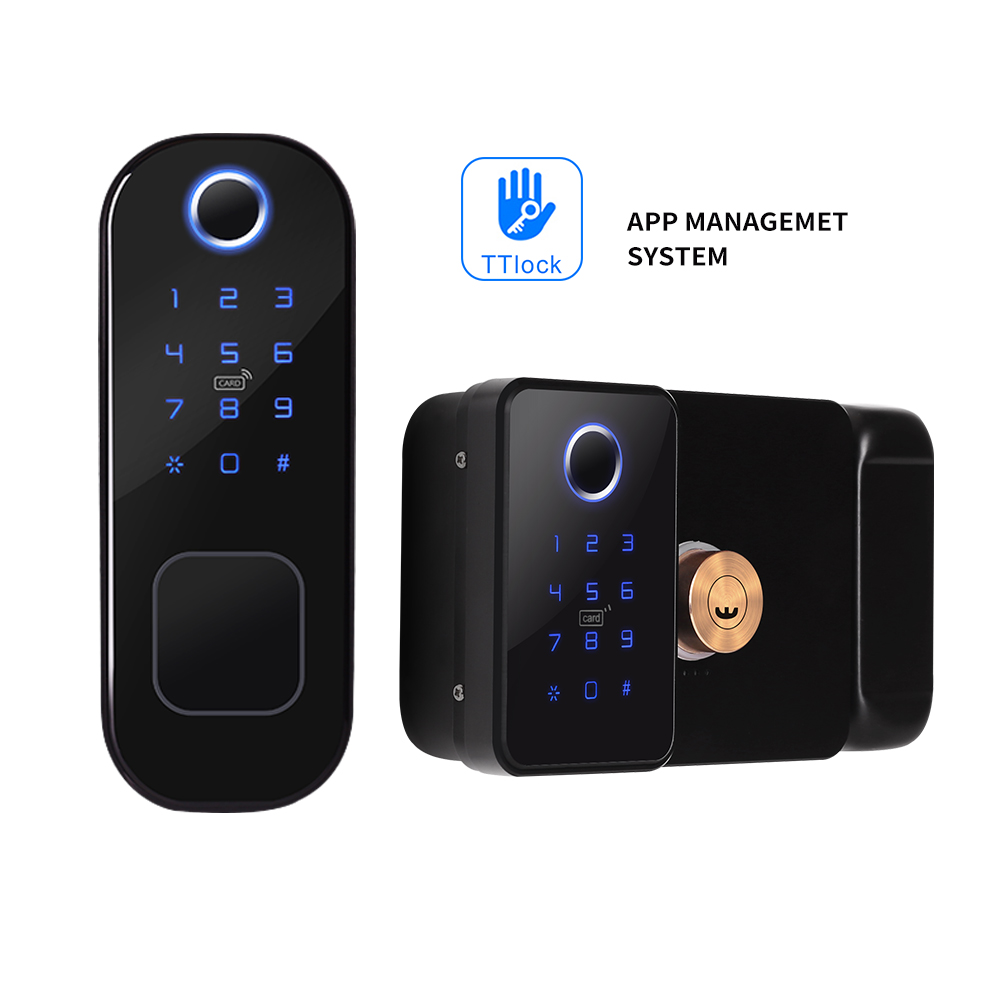 Smart Garden Gate Lock - قفل حافة بصمة مزدوجة الجانب ،