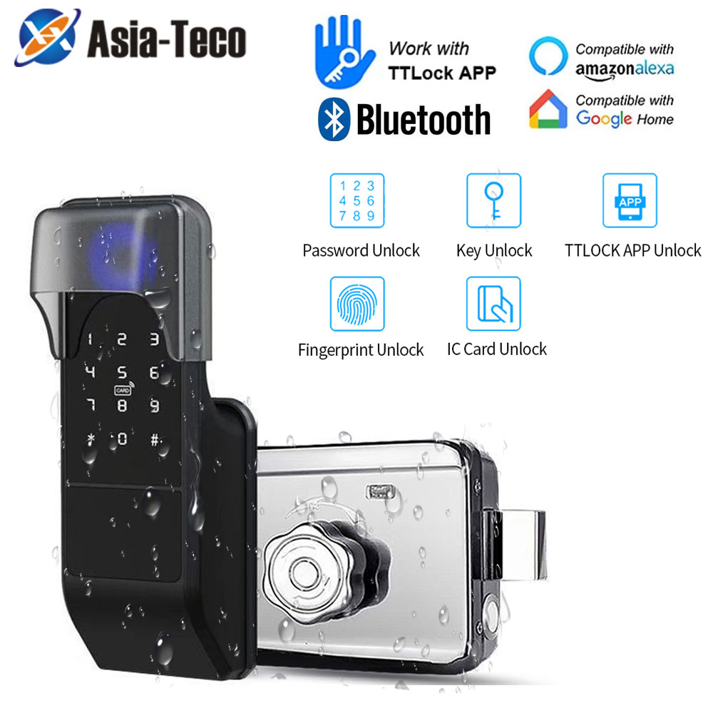 Smart Garden Gate Lock - IP65 مقاوم للماء TTLock بصمة قفل