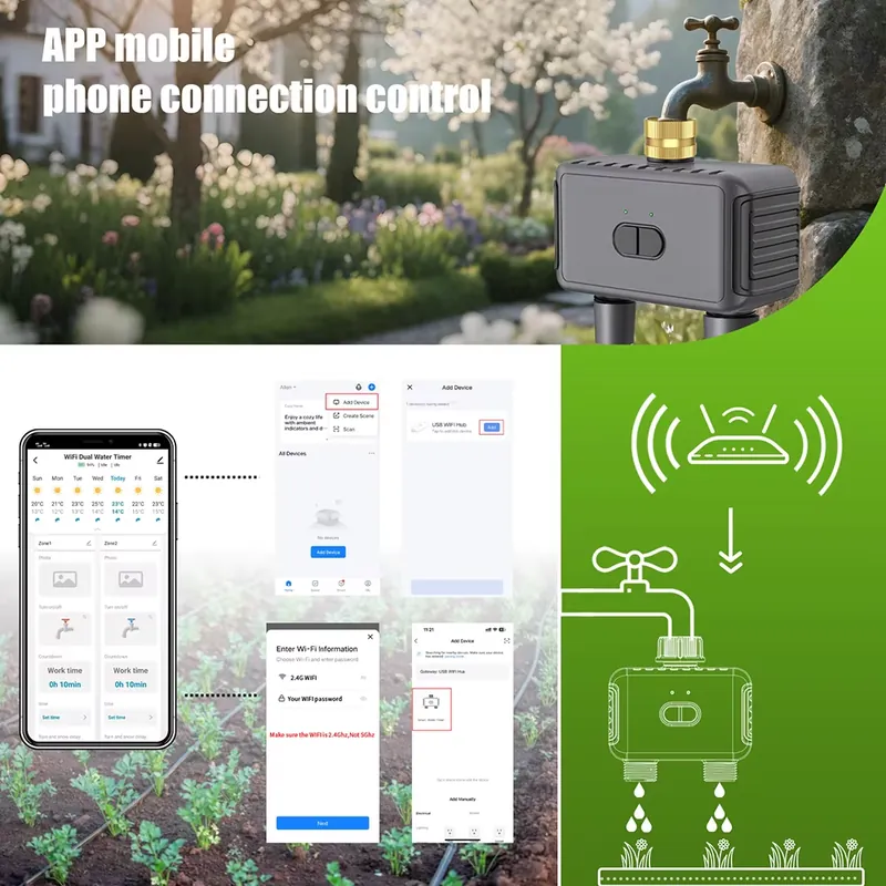 WAP01 مؤقت ري ذكي بتحكم عبر تط - مراجعة Smart Garden Irrigation وسعره